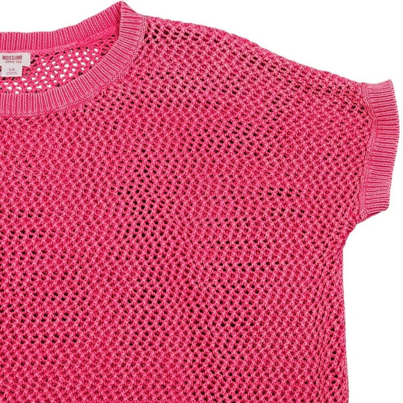 Mossimo Magenta Short Cap Sleeve Open Weave Knit Sweater Short Sleeve Size Large - Picture 4 of 9